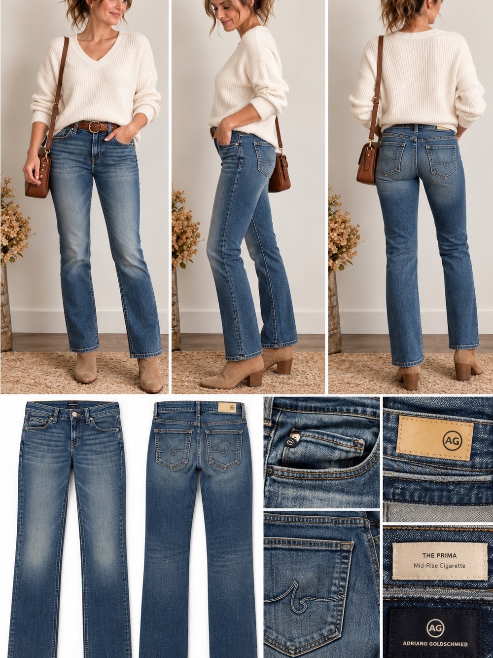 AG Adriano Goldschmied The Prima Mid Rise Cigarette Jeans 28R